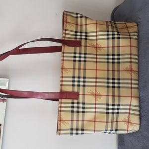 Burberry Beige Haymarket Check Canvas Shopper Large